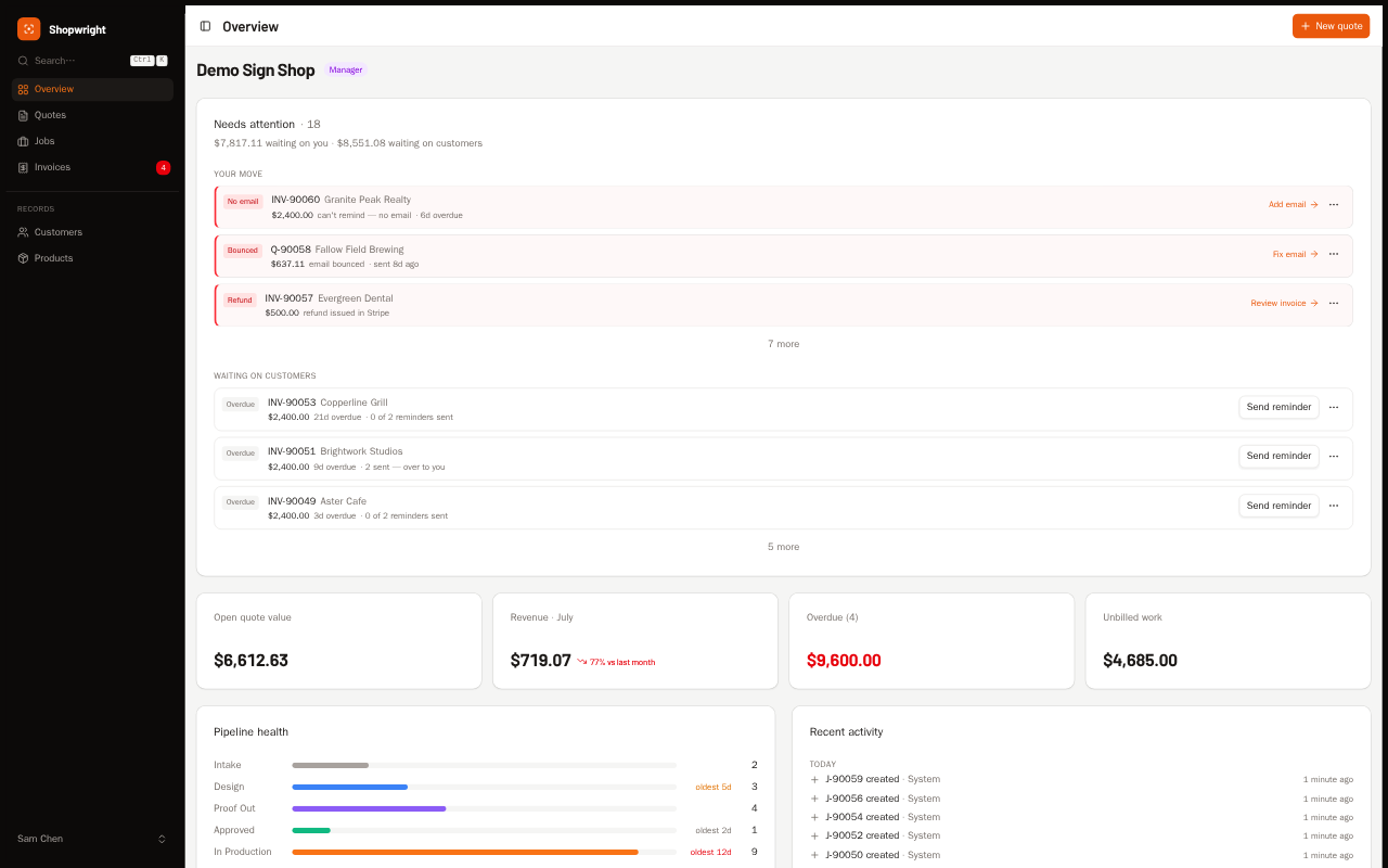 Automatic follow-ups in Shopwright — preview
