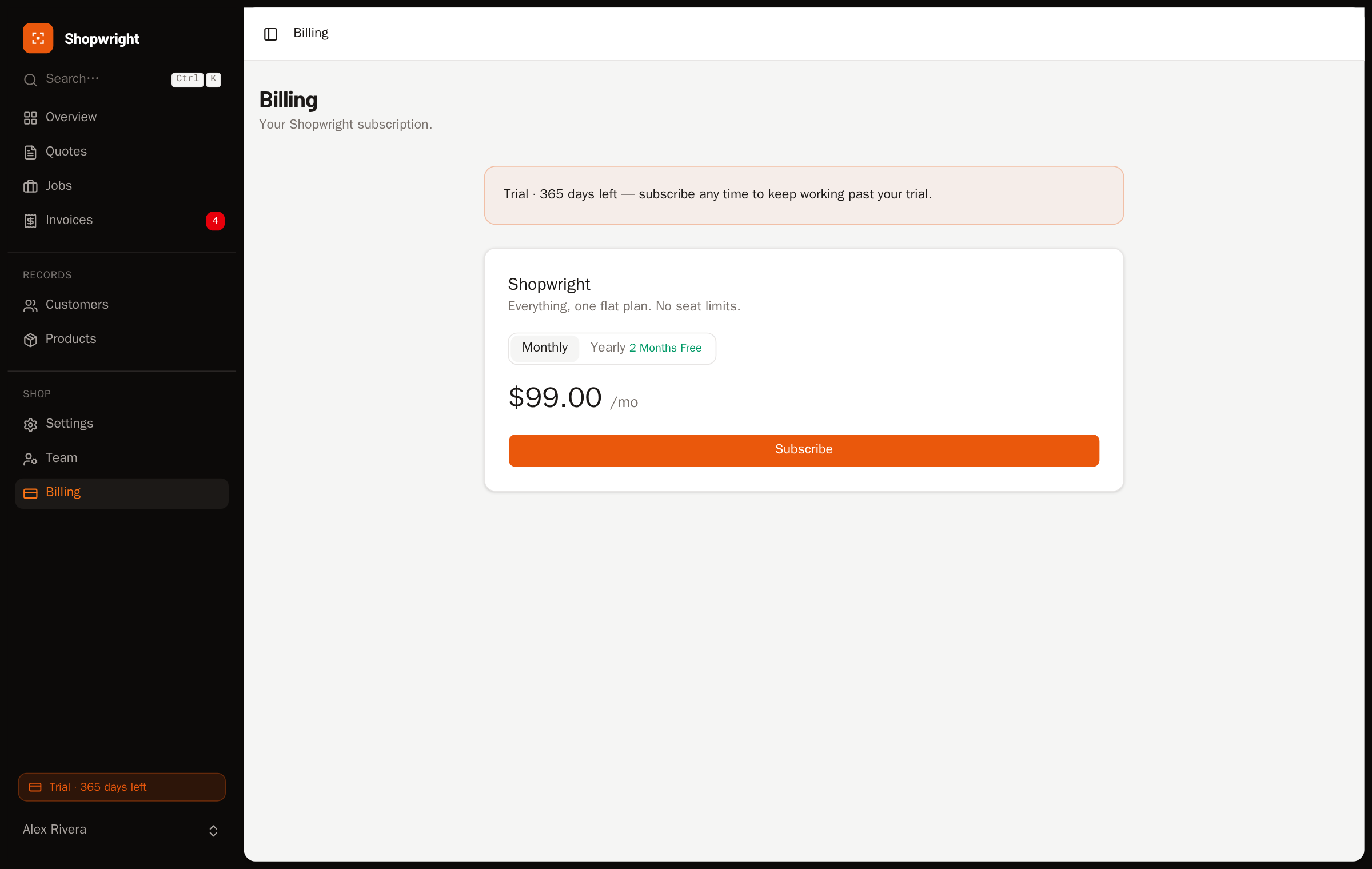 The cancel-subscription screen making clear that history and exports remain available.